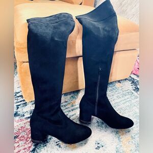 MICHAEL Michael Kors Over-Knee Suede Boots Black 8.5